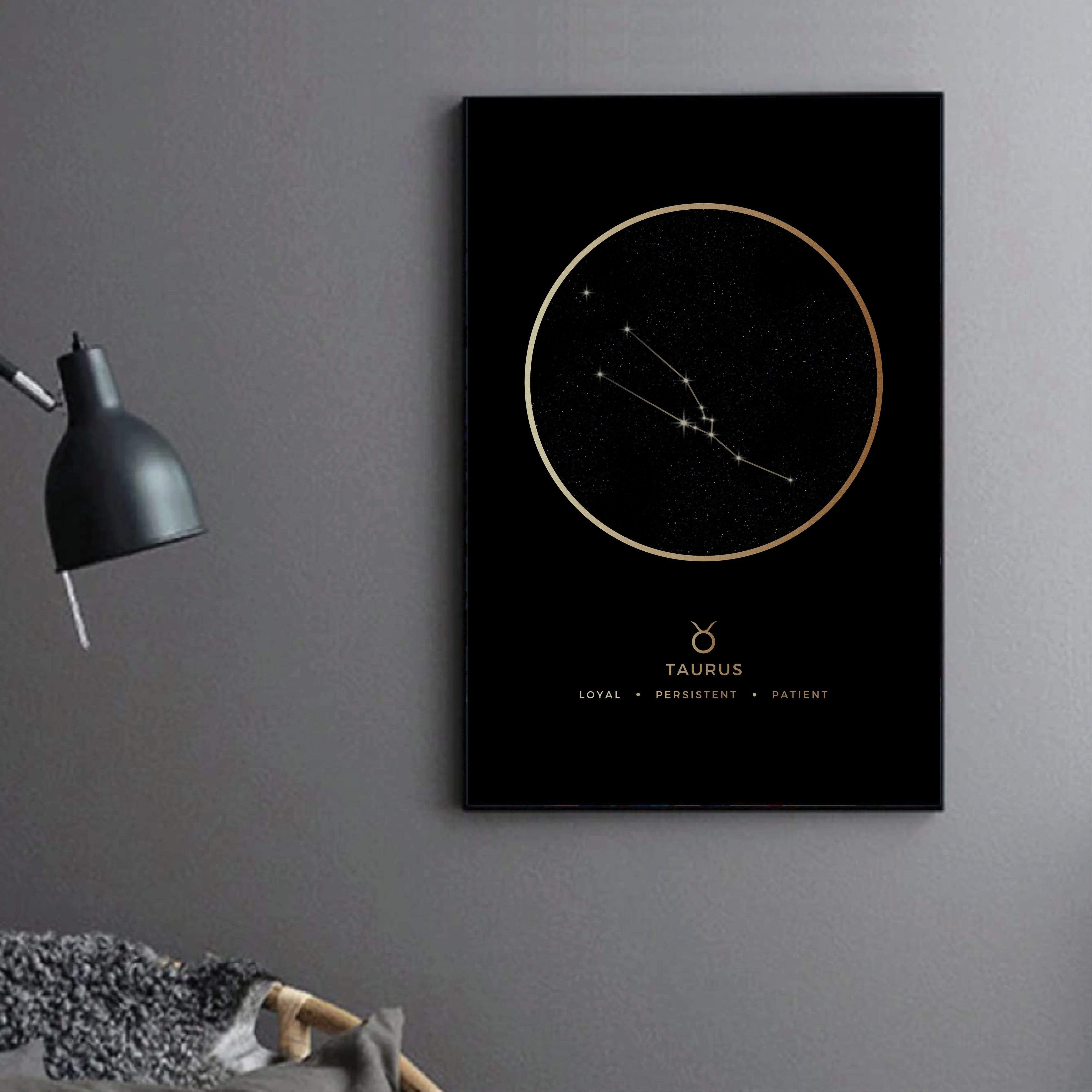 Taurus Traits Gold Canvas Art Clock Canvas