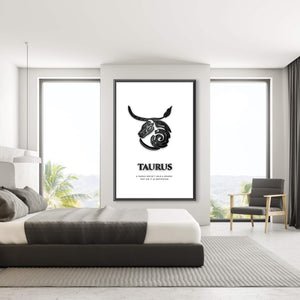 Taurus - White Clock Canvas