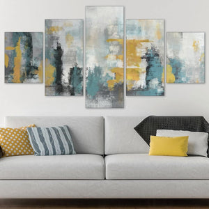 Tempered Shades Canvas - 5 Panel Art Clock Canvas