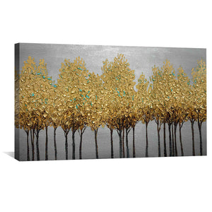 Textured Golden Leaves Oil Painting Oil Clock Canvas