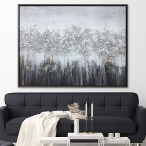 Textured Grey Oil Painting Oil 45 x 30cm / Oil Painting Clock Canvas