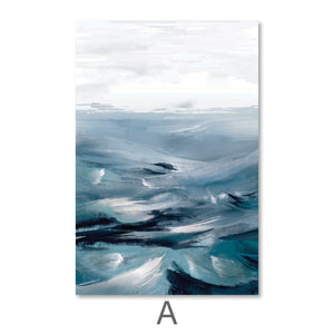The Brushed Ocean Canvas Art A / 40 x 60cm / Unframed Canvas Print Clock Canvas