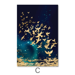 The Golden Array Canvas Art C / 40 x 60cm / Unframed Canvas Print Clock Canvas