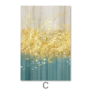 The Golden Splash Canvas Art C / 40 x 50cm / No Board - Canvas Print Only Clock Canvas