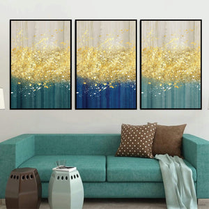 The Golden Splash Canvas Art Set of 3 / 40 x 50cm / No Board - Canvas Print Only Clock Canvas