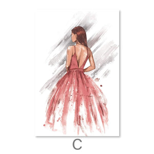 Three Gowns Canvas Art C / 30 x 45cm / Unframed Canvas Print Clock Canvas