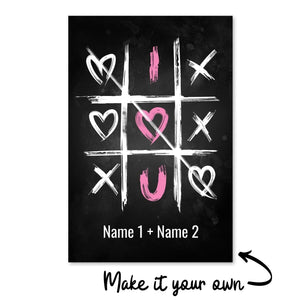 Tic Tac Toe Love Canvas Art Clock Canvas