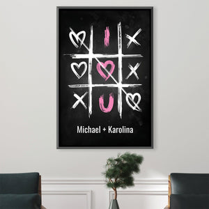 Tic Tac Toe Love Canvas Art Clock Canvas