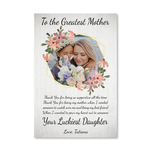 To the Greatest Mother Canvas Art Clock Canvas