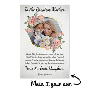 To the Greatest Mother Canvas Art Clock Canvas