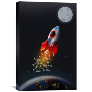 To The Moon Clock Canvas