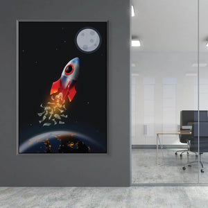 To The Moon Clock Canvas