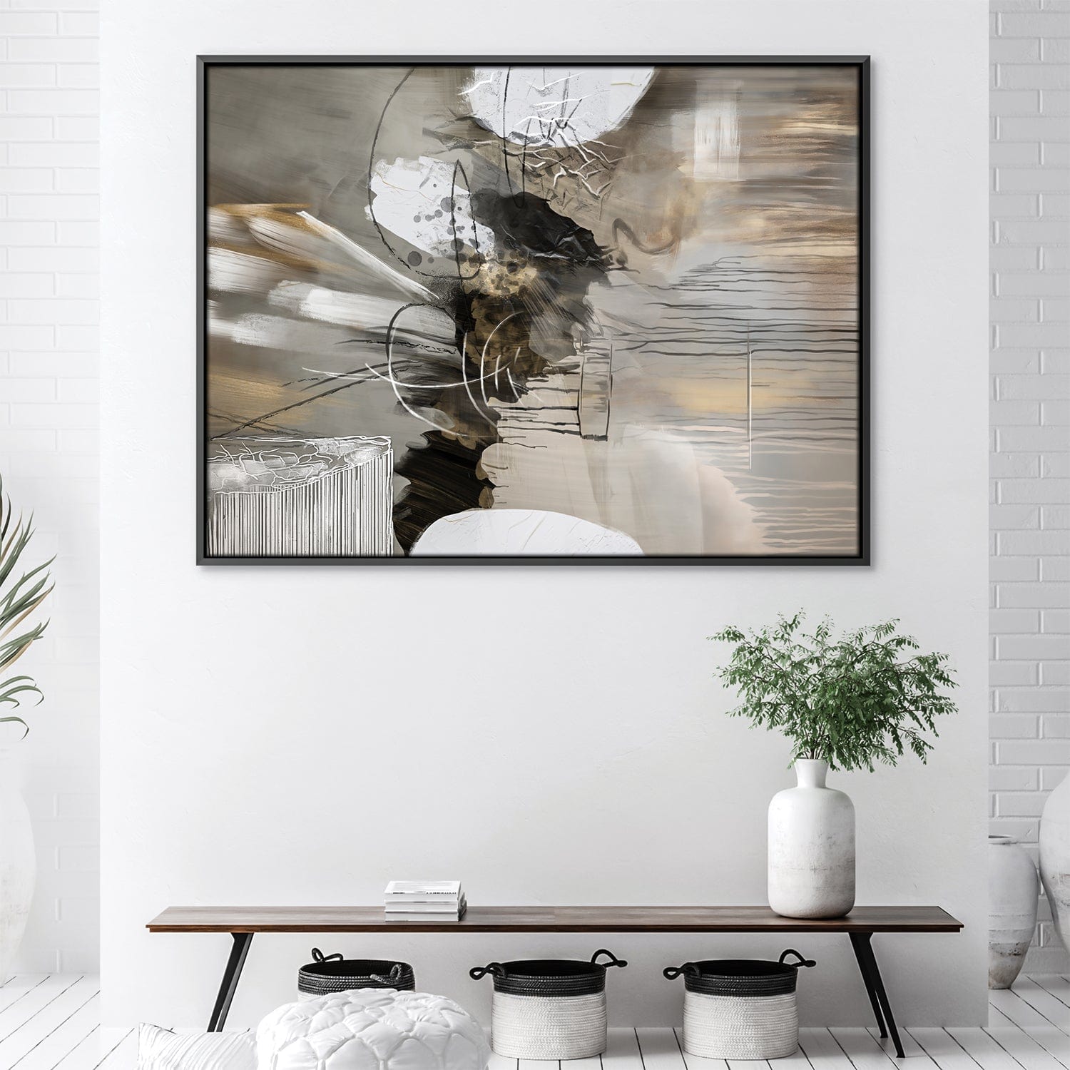 Toned Down Abstract Canvas Art Clock Canvas