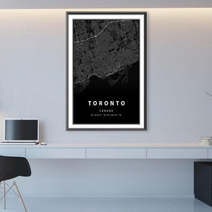 Toronto Black Map Canvas Art Clock Canvas