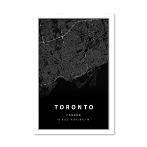 Toronto Black Map Canvas Art Clock Canvas