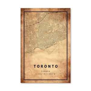 Toronto Vintage Map Canvas Art Clock Canvas
