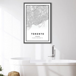 Toronto White Map Canvas Art Clock Canvas