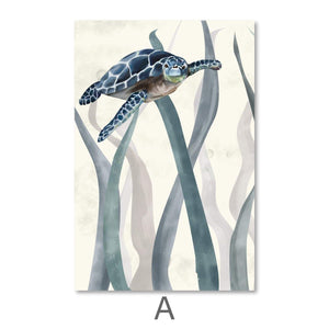 Tranquil Turtles Canvas Art A / 40 x 50cm / Unframed Canvas Print Clock Canvas