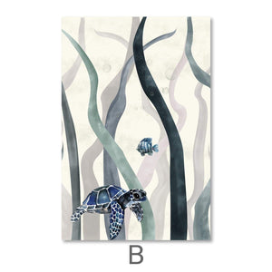 Tranquil Turtles Canvas Art B / 40 x 50cm / Unframed Canvas Print Clock Canvas