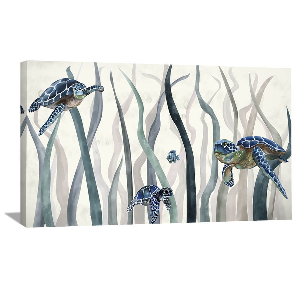 Tranquil Turtles Canvas - Single Panel Art 50 x 25cm / Unframed Canvas Print Clock Canvas