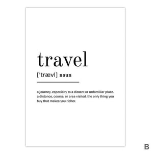 Travel Definition Canvas Art B / 40 x 50cm / No Board - Canvas Print Only Clock Canvas