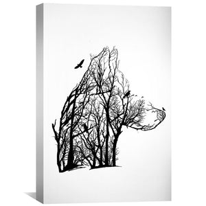Tree of Illusion Wolf Canvas Art Clock Canvas