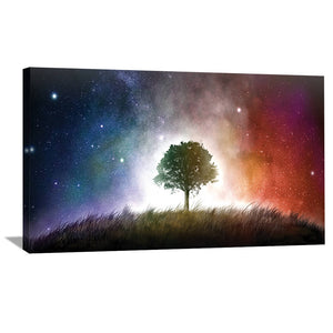 Tree of Light Canvas Art 50 x 25cm / Unframed Canvas Print Clock Canvas