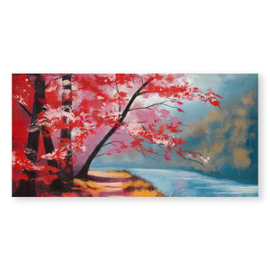 Trees on the River Bank Canvas Art Clock Canvas