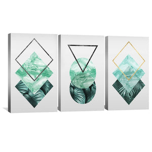 Tropical Geometry II Canvas Art Set of 3 / 30 x 45cm / Unframed Canvas Print Clock Canvas