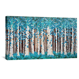 Turquoise Forest Canvas Art Clock Canvas