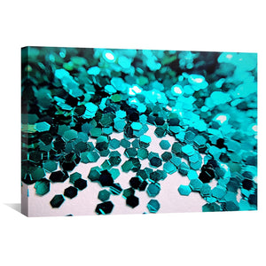 Turquoise Glitter Canvas Art Clock Canvas