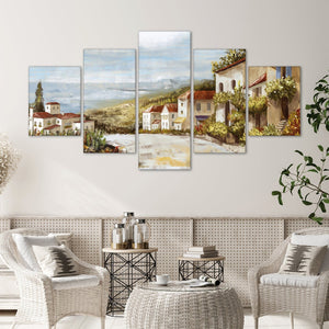 Tuscan Streets Canvas - 5 Panel Art 5 Panel / Large / Standard Gallery Wrap Clock Canvas