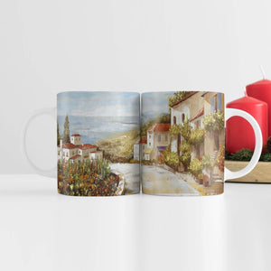 Tuscan Streets Mug Mug White Clock Canvas