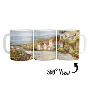 Tuscan Streets Mug Mug White Clock Canvas