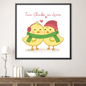 Two Chicks in Love Canvas Art Clock Canvas