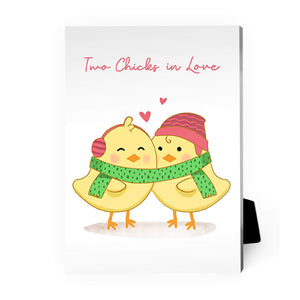 Two Chicks in Love Desktop Canvas Desktop Canvas 13 x 18cm Clock Canvas