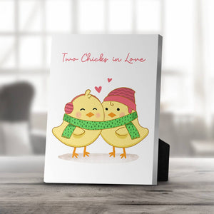 Two Chicks in Love Desktop Canvas Desktop Canvas Clock Canvas