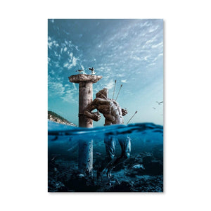 Underwater Sculpture Canvas Art Clock Canvas