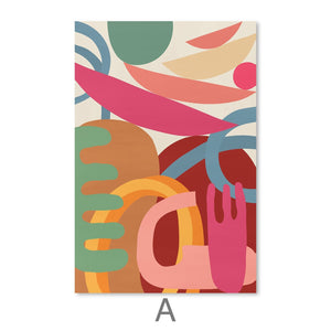 Undulating Shapes-Set Canvas Art A / 30 x 45cm / Unframed Canvas Print Clock Canvas