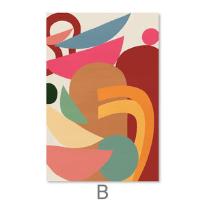 Undulating Shapes-Set Canvas Art B / 30 x 45cm / Unframed Canvas Print Clock Canvas