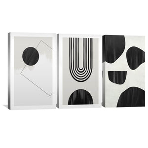 Unique Shapes Canvas Art Set of 3 / 30 x 45cm / Unframed Canvas Print Clock Canvas