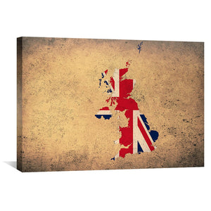 United Kingdom Canvas Art 45 x 30cm / Unframed Canvas Print Clock Canvas