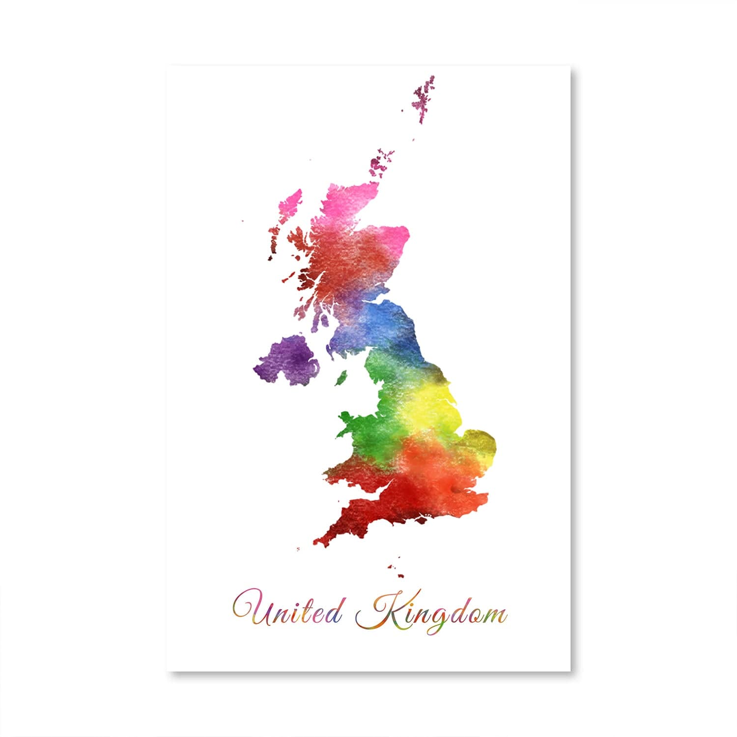 United Kingdom Rainbow Canvas Art Clock Canvas