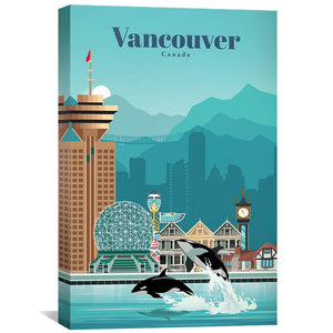 Vancouver Canvas - Studio 324 Art 30 x 45cm / Unframed Canvas Print Clock Canvas