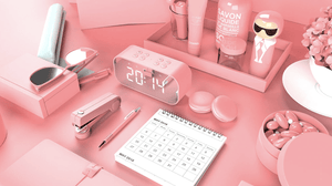 Veneer Pink Clock Canvas