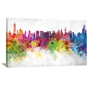 Vibrant City Canvas Art Clock Canvas