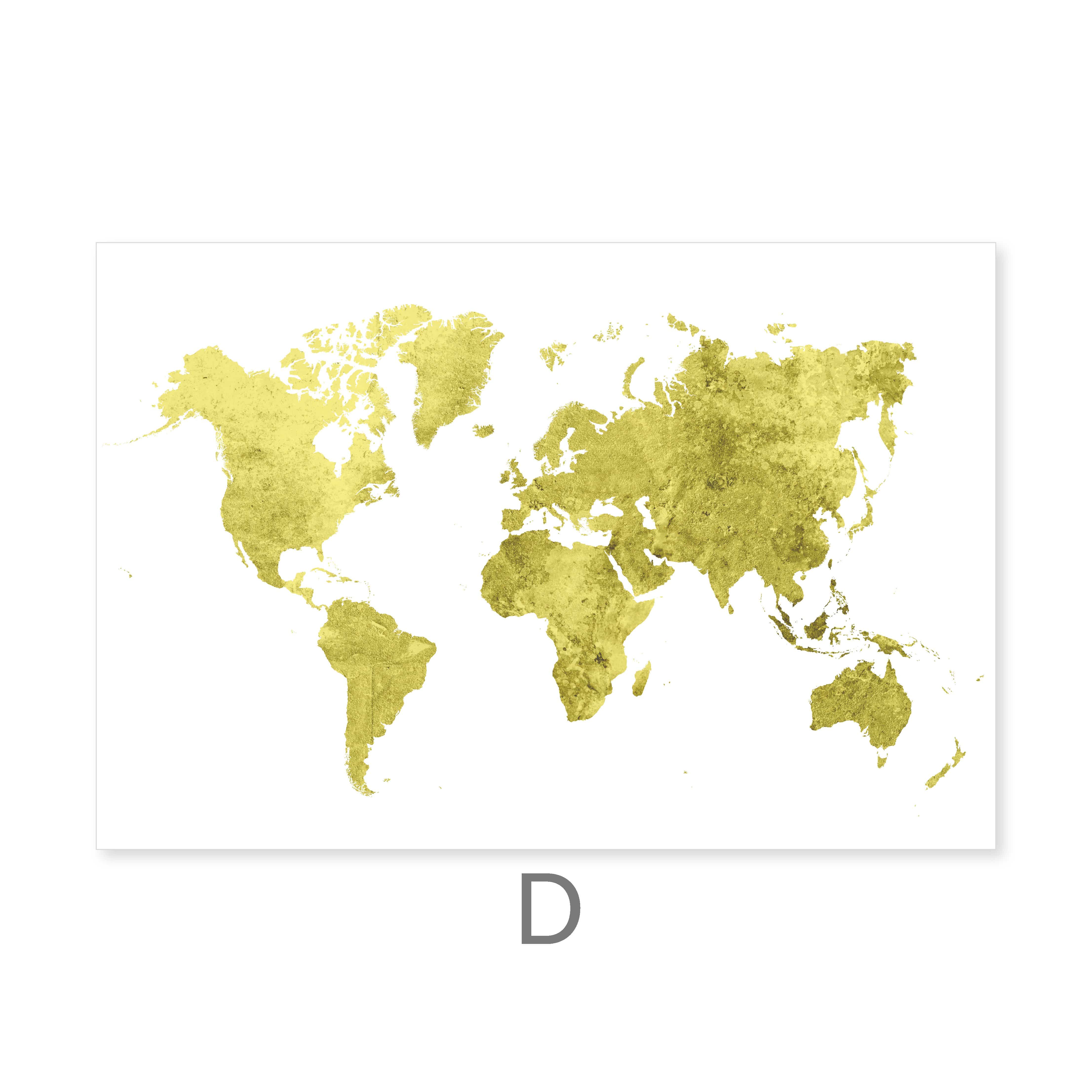 Vibrant World Map Canvas Art D / 45 x 30cm / Unframed Canvas Print Clock Canvas