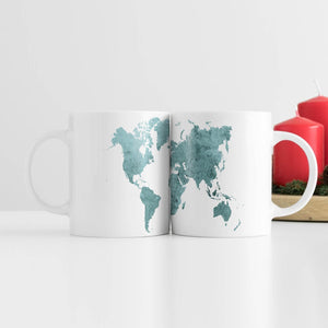 Vibrant World Map Mug Mug White Clock Canvas
