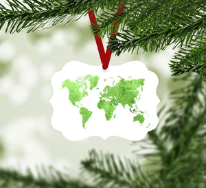 Vibrant World Map Ornament B Christmas Ornament Victorian 10.8 x 8cm Clock Canvas