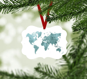 Vibrant World Map Ornament C Christmas Ornament Victorian 10.8 x 8cm Clock Canvas